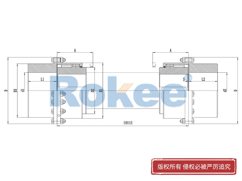 RODX大力矩联轴器,RODX中间接轴型鼓形齿式联轴器