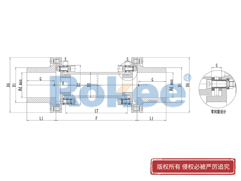 加长膜片联轴器,RLAT超长轴距金属膜片联轴器