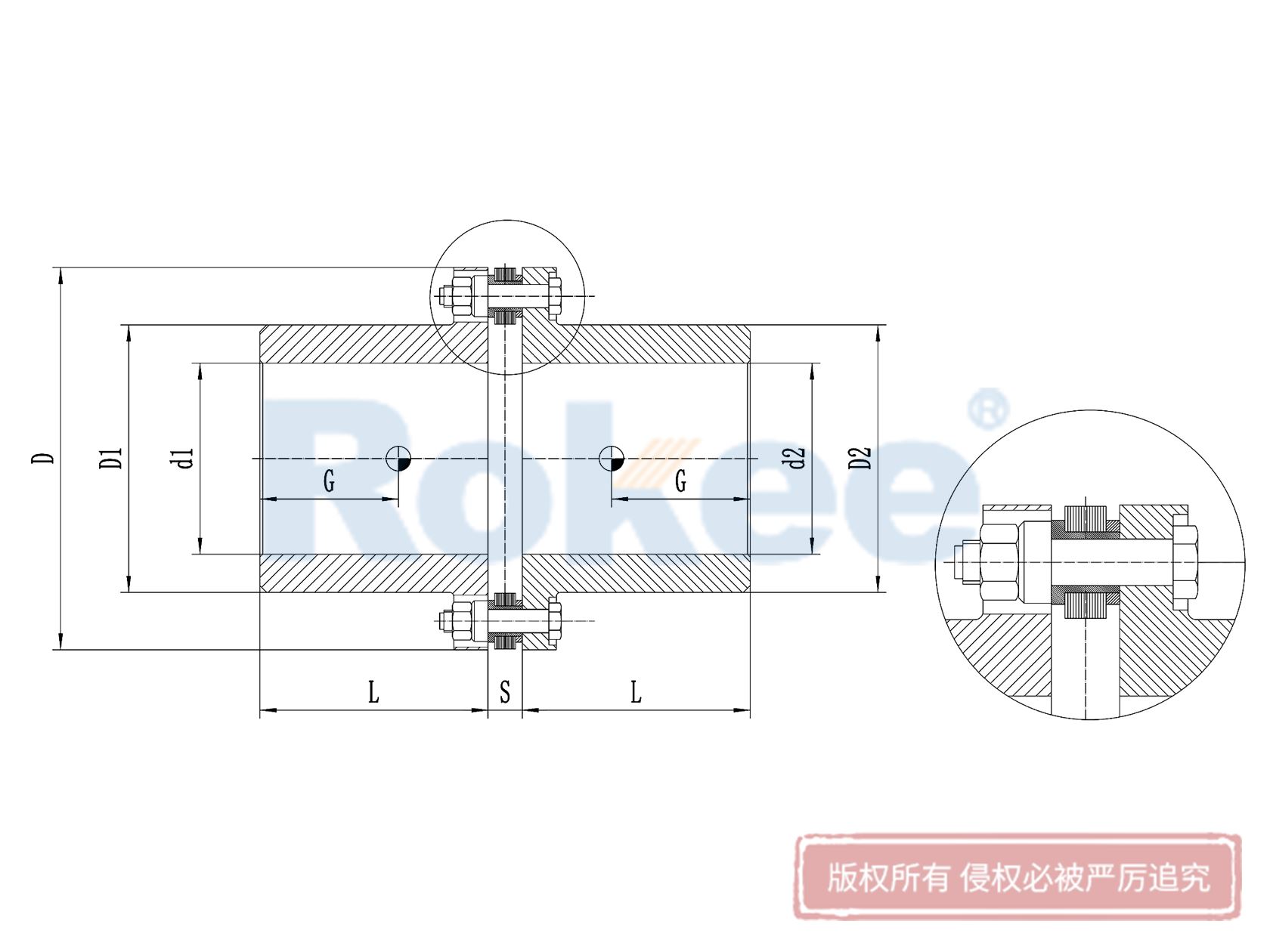 RLM标准单节小型金属膜片联轴器