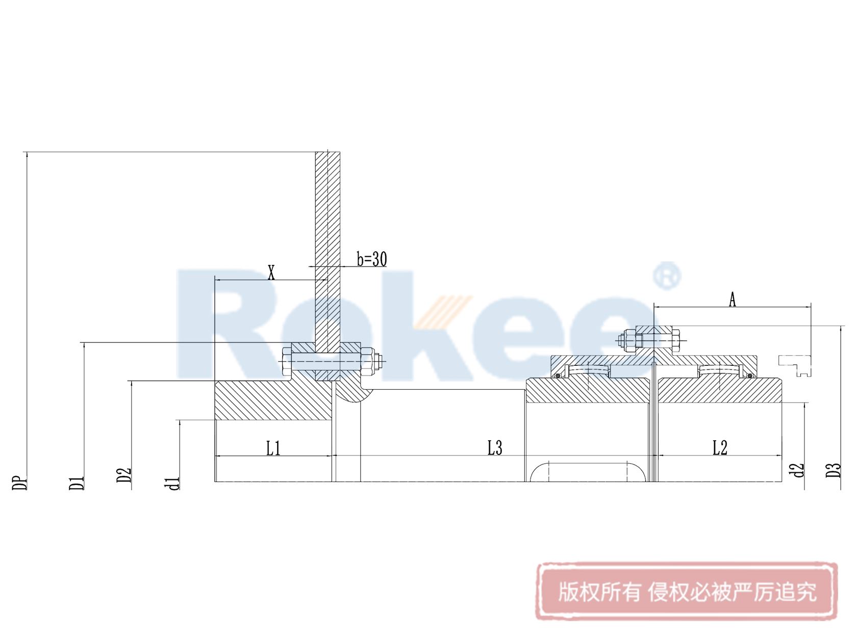 RODF带分体制动盘型鼓形齿式联轴器